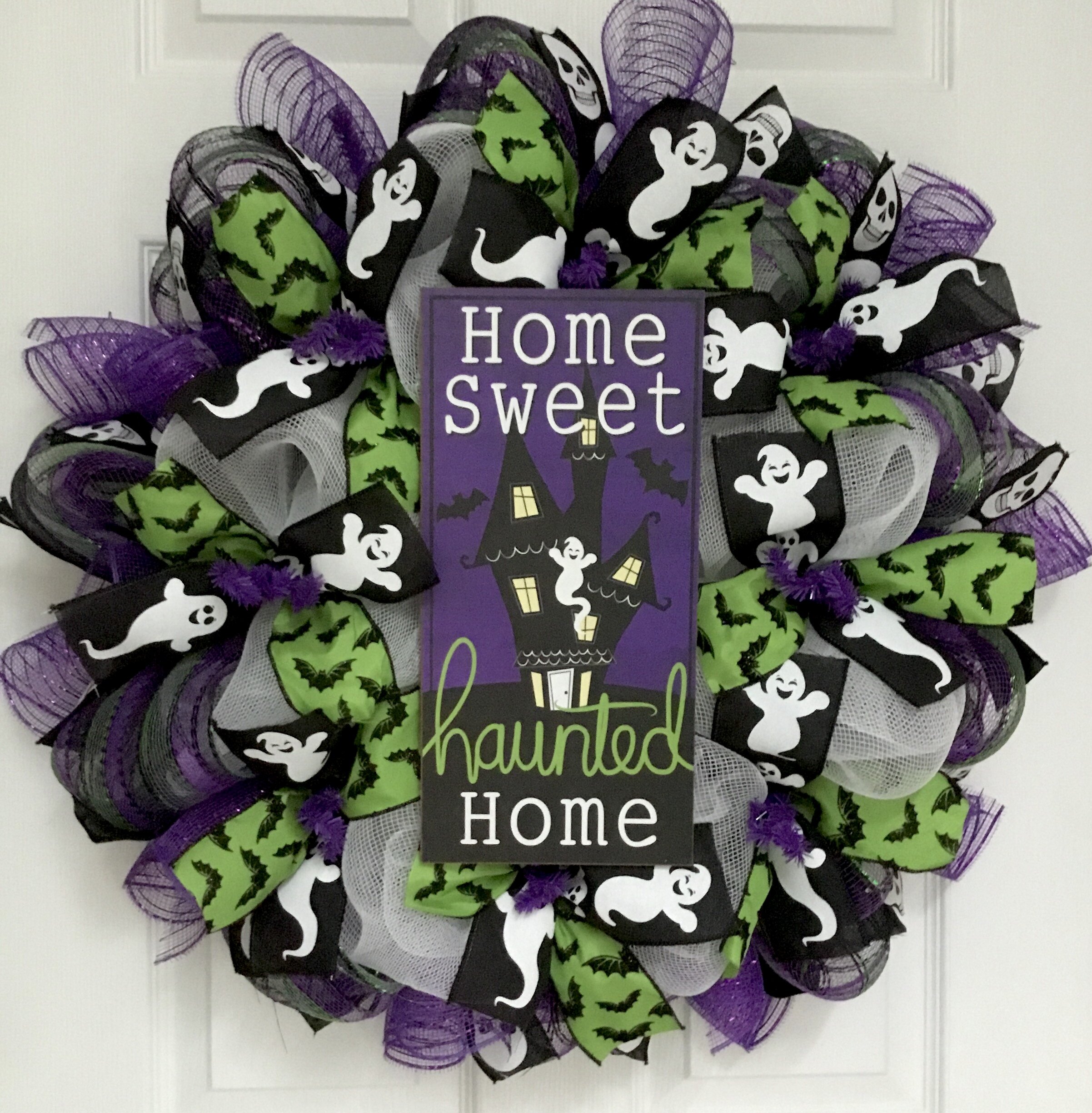 Sale Witchy Iridescent Skull Wreath Halloween Decor Handmade